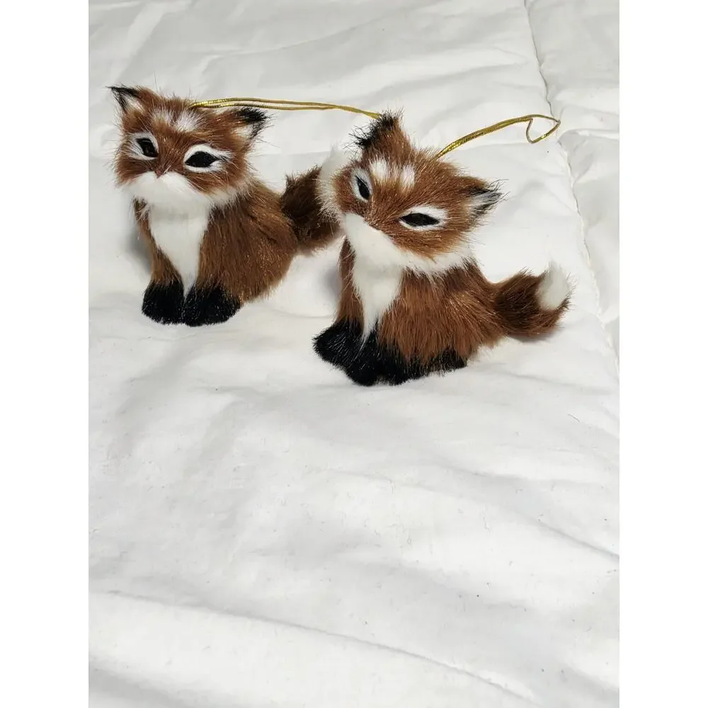 Fox Christmas Ornament Set of 1 Brown White 3